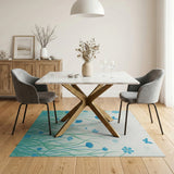 Whimsical Blue Cornflower Meadow Butterfly Rug