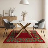 Red Holly Berry Border Area Rug