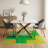Vibrant Green Orange Wave Abstract Area Rug