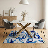 Abstract Blue Wave Coastal Area Rug