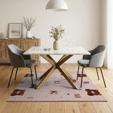 Cute Pink Teddy Bear Alphabet Kids Rug