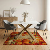 ODIKA Autumn Harvest Pumpkin Washable Area Rug - Low Pile Non-Slip Fall Decor