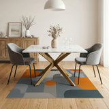 Orange Grey Geometric Abstract Area Rug