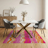 Vibrant Pink Orange Chevron Zigzag Area Rug