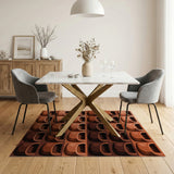 Terracotta Pots Grid Geometric Area Rug