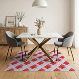 Vibrant Red Pink Diamond Geometric Rug