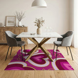 Whimsical Pink Layered Hearts Area Rug