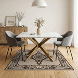 Ornate Beige Persian Medallion Rug