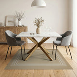 Beige Woven Area Rug with White Border