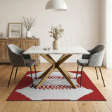 Red Stitched Baseball Area Rug