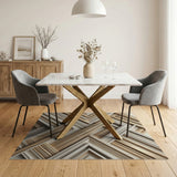 Gold Interlocking Frames Geometric Area Rug