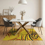 Vibrant Yellow Swirl Geometric Area Rug