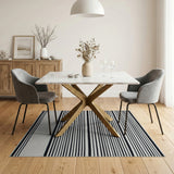 Striped Woven Black White Striped Woven Area Rug