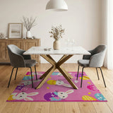 Playful Pink Bunny Easter Egg Kids Rug