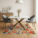Peach Orchard Fruit Pattern Area Rug