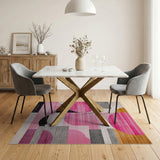 Multi-color and Patterns Vibrant Pink Orange Geometric Abstract Rug