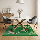 Serene Koi Fish and Leaves Green Area Rug