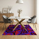 Vibrant Red Purple Abstract Wave Area Rug