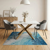Blue and Teal Blue Teal Coral Reef Coastal Area Rug