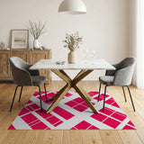 Vibrant Pink Geometric Diamond Area Rug
