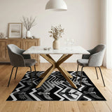 Geometric Eagle Pyramid Black White Area Rug