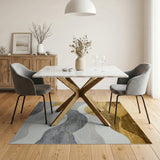 Gold Metallic Wave Abstract Area Rug