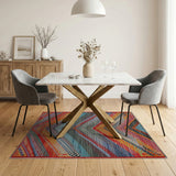 Vibrant Multi-Color Zigzag Geometric Area Rug