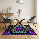 Psychedelic Neon Mandala Area Rug
