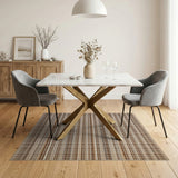 Plaid Brown Tan Plaid Woven Area Rug