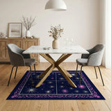 Navy Starburst Area Rug with Pink Ornate Border