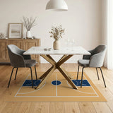 Geometric Modern Basketball Court Orange Area Rug