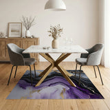ODIKA Purple Marble Agate Washable Area Rug - Modern Gold Low Pile Non-Slip Carpet