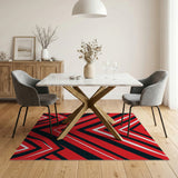 Bold Red Chevron Geometric Area Rug