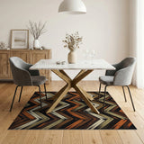 Distressed Zigzag Brown Tan Area Rug