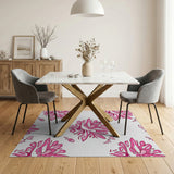 Whimsical Pink Bird-Flower Area Rug