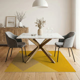 Bold Yellow Textured Geometric Area Rug