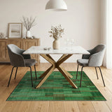 Green Geometric Stripe Patchwork Area Rug