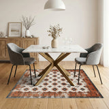 Distressed Orange Star Area Rug