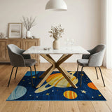 Kids Space Planets Navy Area Rug