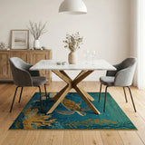 Blue and Teal Teal Sea Turtle Underwater Area Rug
