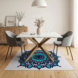 Blue and Teal Mandala Geometric Area Rug