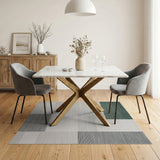 Green and Grey Geometric Modern Area Rug