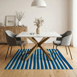 Blue Wavy Stripe Coastal Area Rug