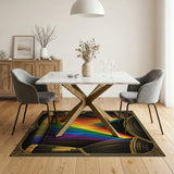 Rainbow Chevron Area Rug with Gold Accents