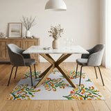 Vibrant Orange Floral Multi-Color Area Rug