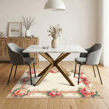 Pink Rose Bow Floral Vintage Area Rug
