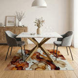 Fluid Ink Flow Brown Tan Abstract Area Rug