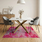 Lush Pink Peony Floral Area Rug