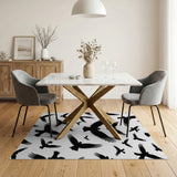 Black Raven Silhouette Pattern Area Rug