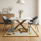 Adorable Cartoon Lion Area Rug with Moon Plants